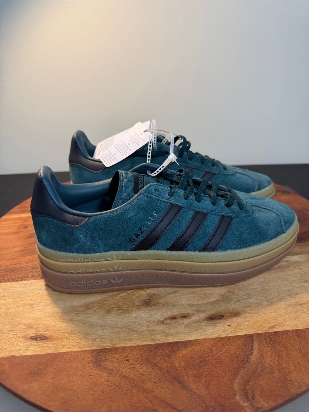 Adidas Gazelle Bold in Aurora Ivy/Core Black Gum Sole - Picture 3 of 7